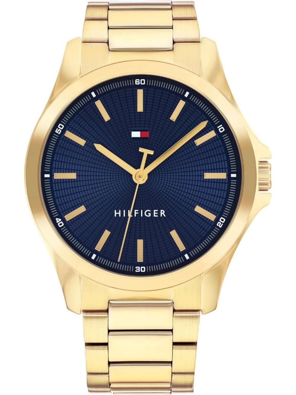 Men's Blue Gold Stainless Steel Bracelet Modern and Stylish Quartz Wrist Watch